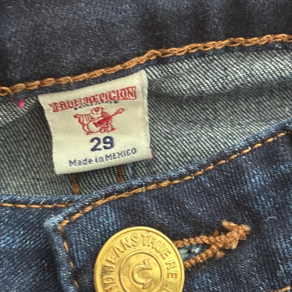 True Religion Jeans Skinny Gold Sequins Distressed SZ 29 Y2K - Picture 5 of 12